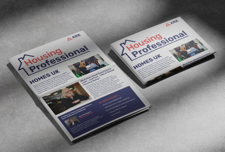 ARK Housing Professional monthly newsletter print mockup